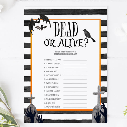 dead or alive game, guess if they are dead or alive, halloween party games, halloween games, fun halloween games, kids halloween games
