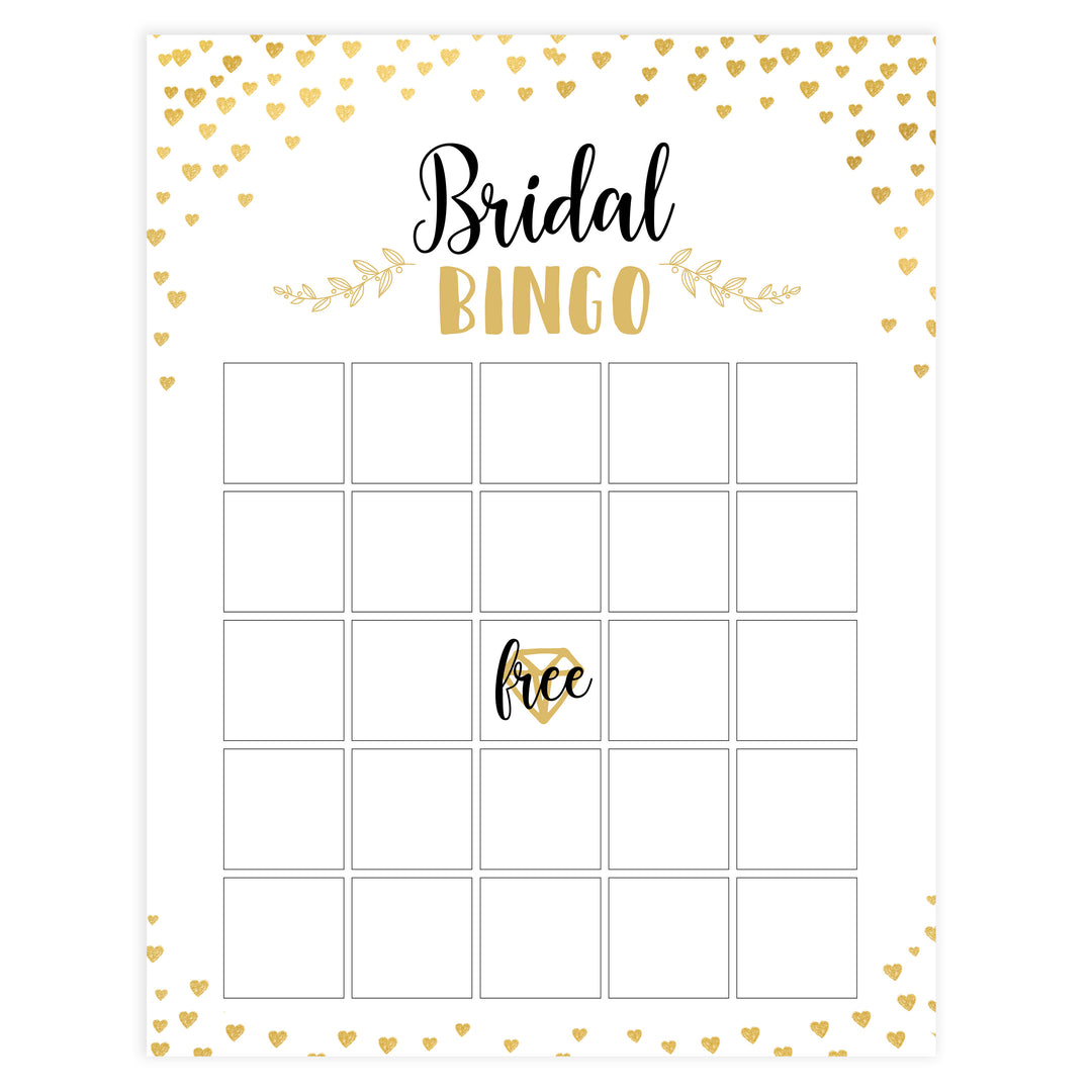 Gold hearts bridal shower games, bridal bingo game, printable bridal games, gold bridal games, gold hearts bridal games, fun bridal games, top bridal games, best bridal games