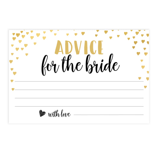 Gold hearts bridal shower games, advice for the bride, printable bridal games, gold bridal games, gold hearts bridal games, fun bridal games, top bridal games, best bridal games