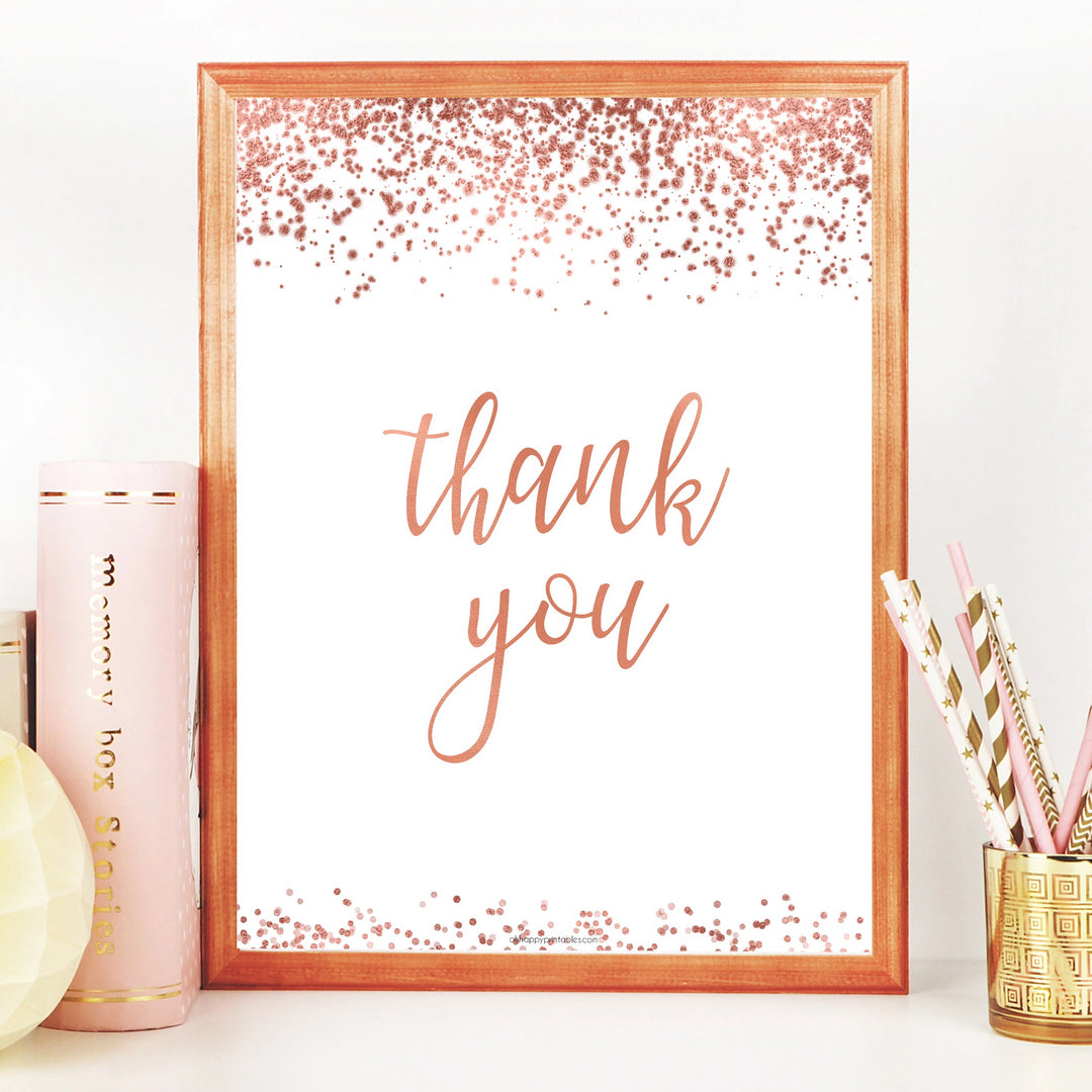 Thank You Table Sign - Rose Gold Foil