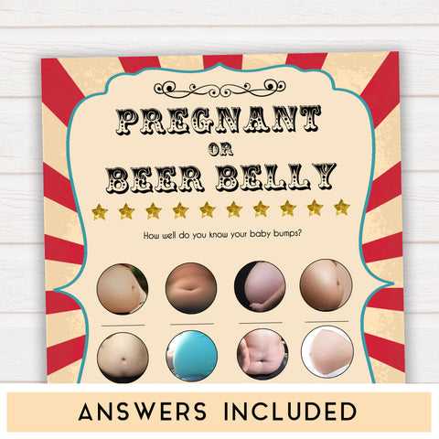 Circus pregnant or beer belly baby shower games, circus baby games, carnival baby games, printable baby games, fun baby games, popular baby games, carnival baby shower, carnival theme