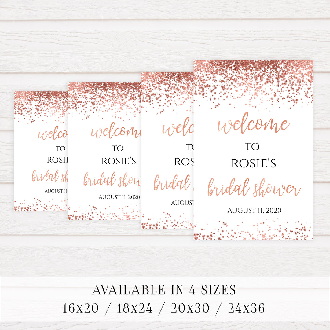 Editable Bridal Shower Welcome Sign - Rose Gold Foil