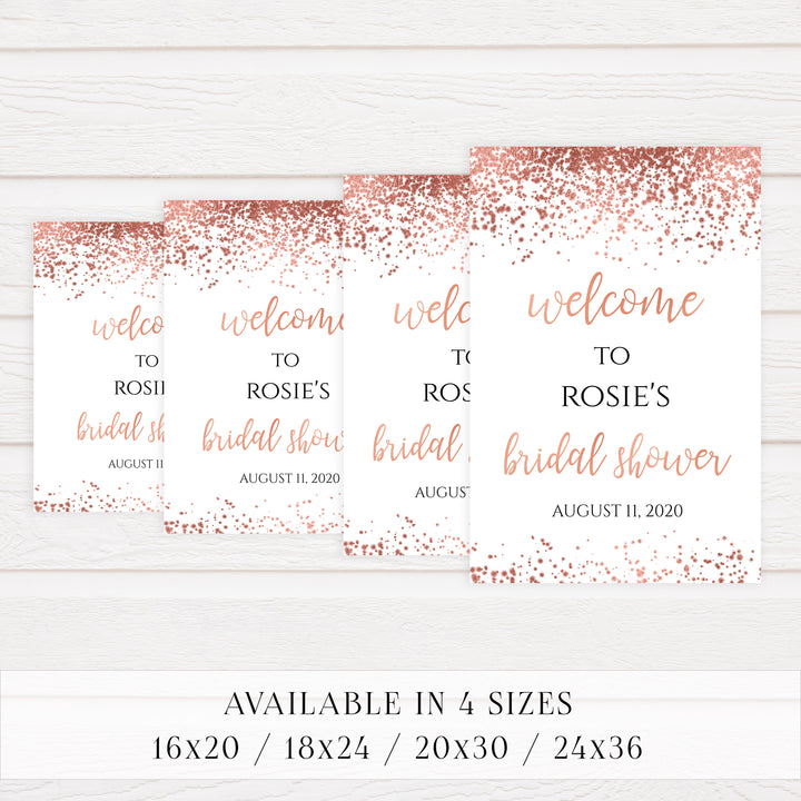 Editable Bridal Shower Welcome Sign - Rose Gold Foil