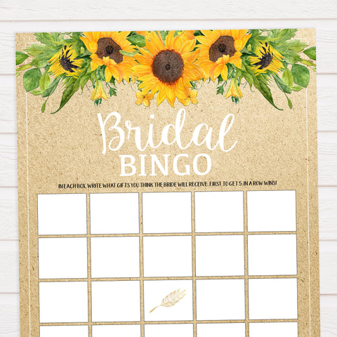 Bridal Bingo Game - Sunflowers