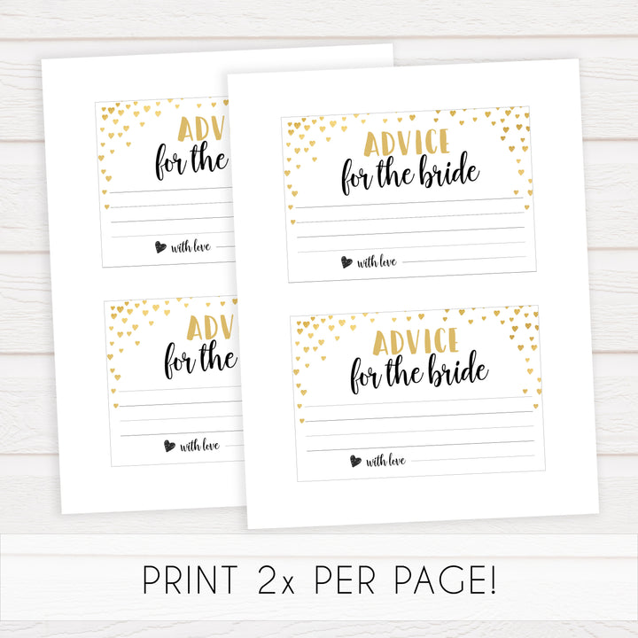 Gold hearts bridal shower games, advice for the bride, printable bridal games, gold bridal games, gold hearts bridal games, fun bridal games, top bridal games, best bridal games