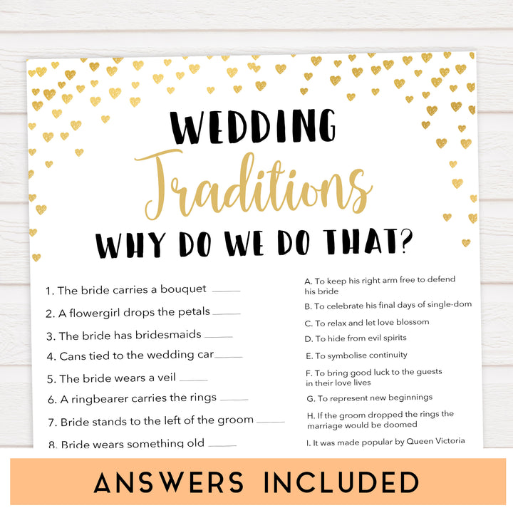 Gold hearts bridal shower games, wedding traditions game, printable bridal games, gold bridal games, gold hearts bridal games, fun bridal games, top bridal games, best bridal games