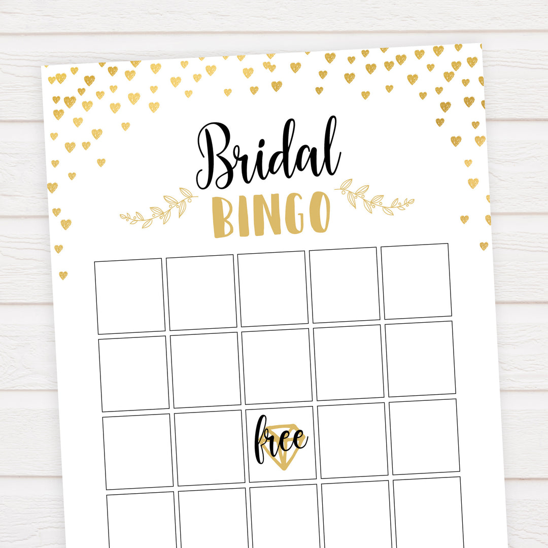 Gold hearts bridal shower games, bridal bingo game, printable bridal games, gold bridal games, gold hearts bridal games, fun bridal games, top bridal games, best bridal games