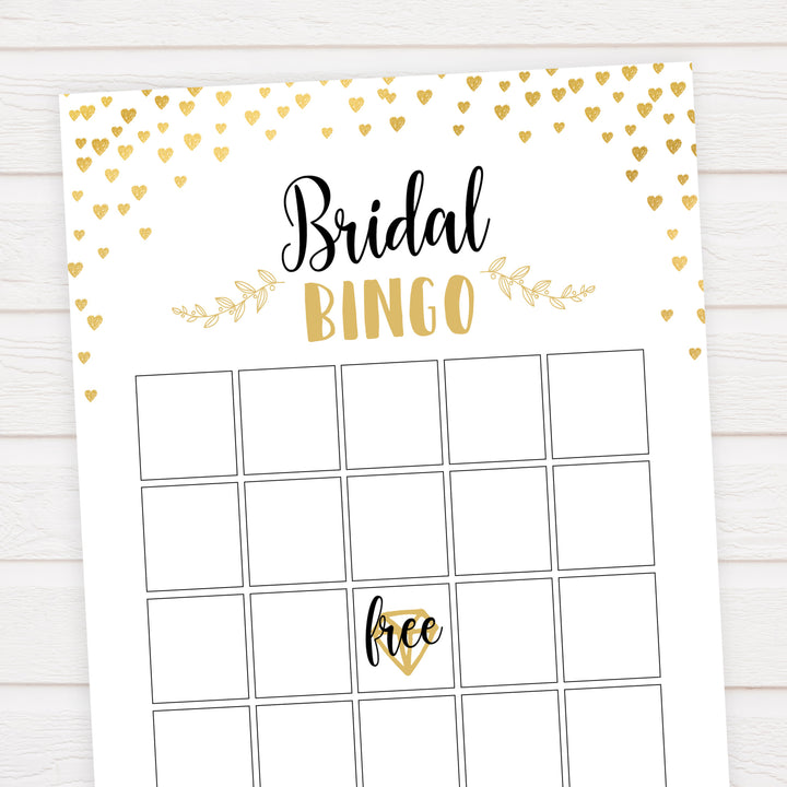Gold hearts bridal shower games, bridal bingo game, printable bridal games, gold bridal games, gold hearts bridal games, fun bridal games, top bridal games, best bridal games