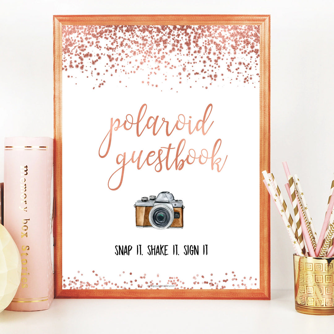 Polaroid Guestbook Sign - Rose Gold Foil