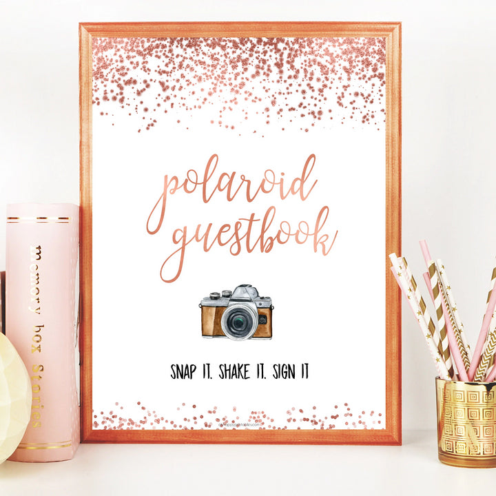 Polaroid Guestbook Sign - Rose Gold Foil