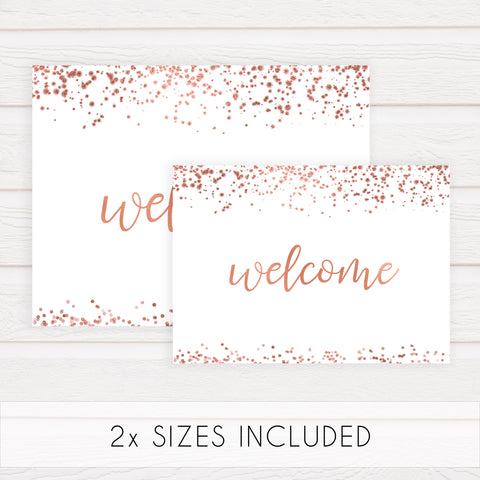 Welcome Table Sign - Rose Gold Foil