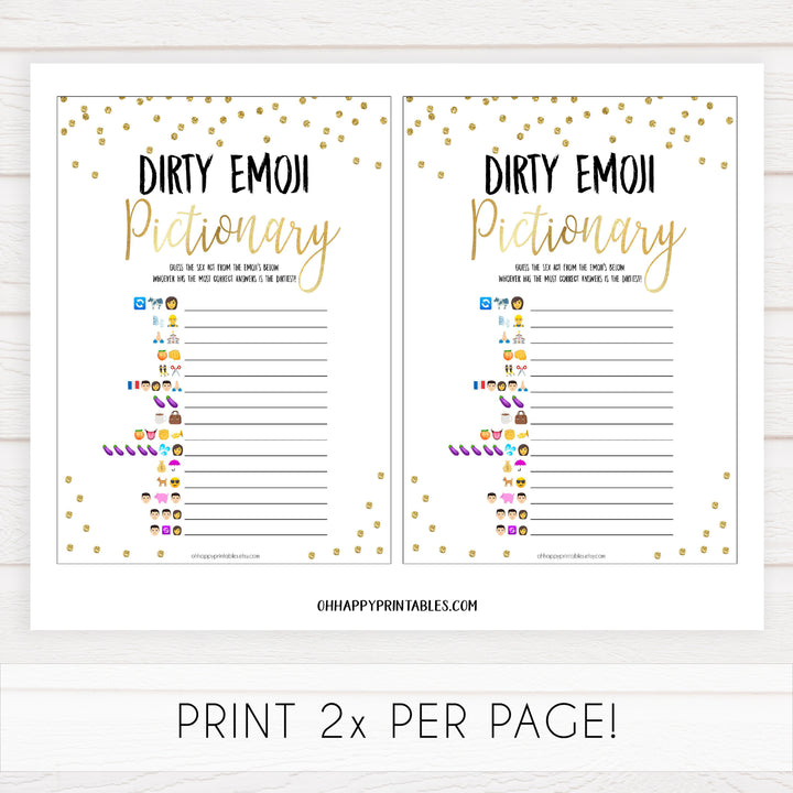 dirty emoji pictionary game, printable bachelorette games, adult birthday games, dirty emoji game,