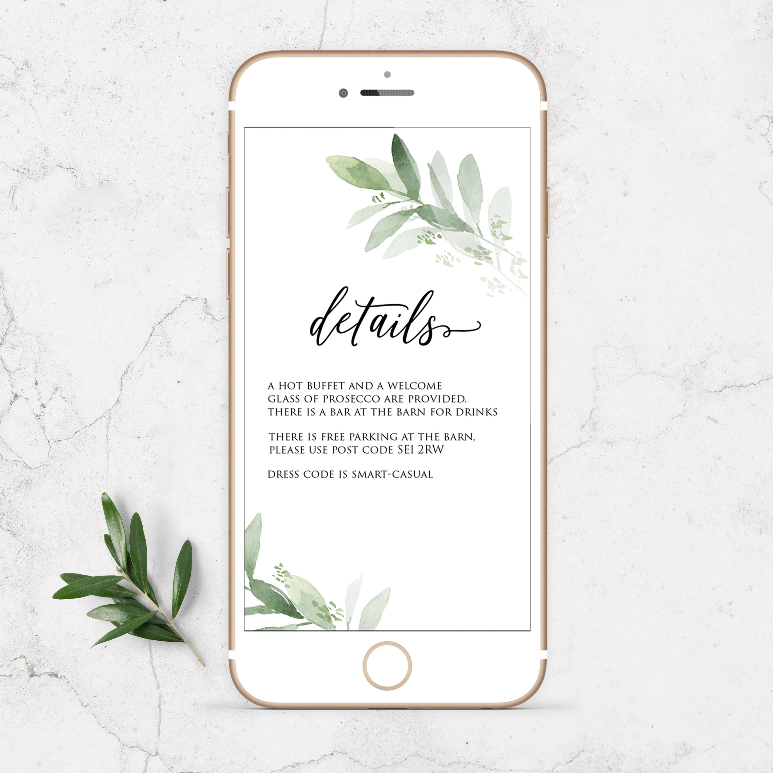Bridal shower digital invitation, greenery bridal shower invite, mobile invites, editable bridal shower invite, corjl bridal invite, bachelorette party invite