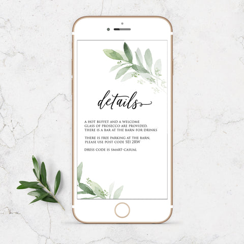 Bridal shower digital invitation, greenery bridal shower invite, mobile invites, editable bridal shower invite, corjl bridal invite, bachelorette party invite