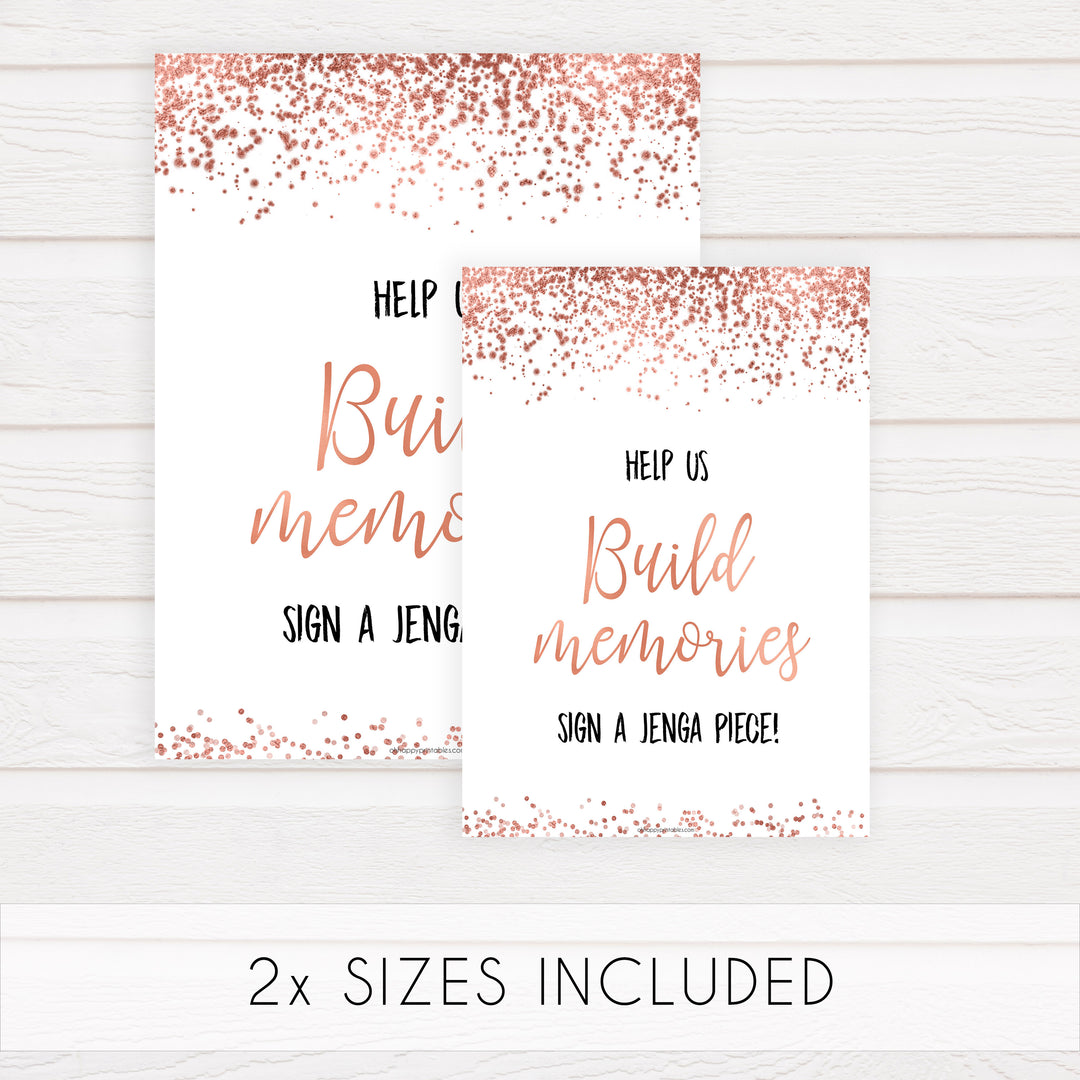 Build Memories Jenga Sign - Rose Gold Foil