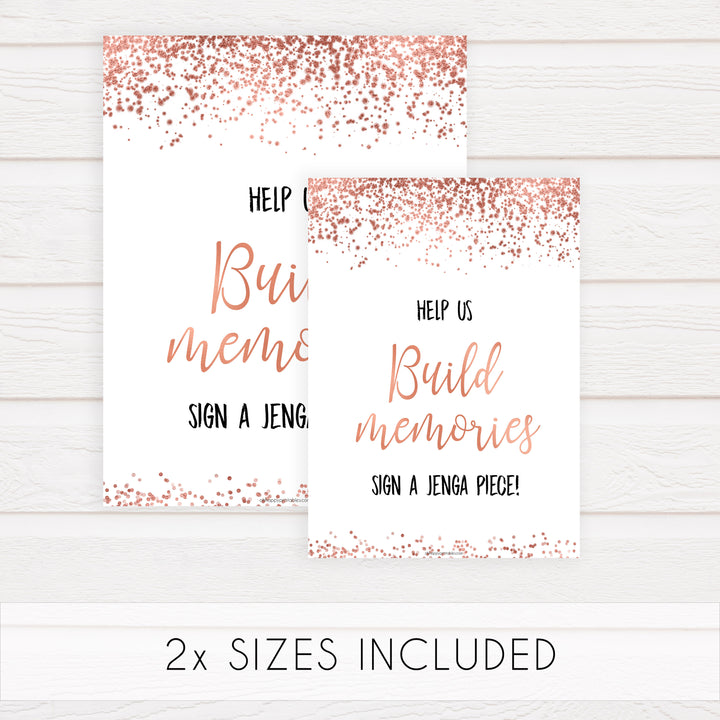 Build Memories Jenga Sign - Rose Gold Foil