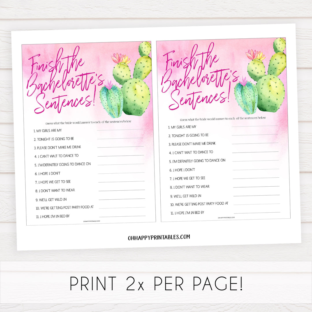 Finish Bachelorette Sentences - Fiesta