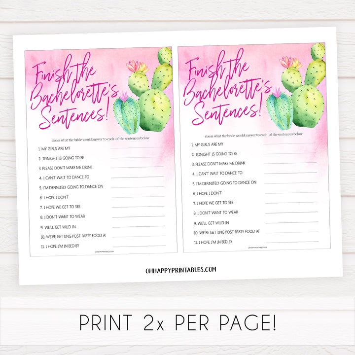 Finish Bachelorette Sentences - Fiesta