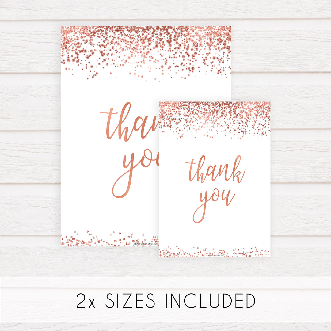 Thank You Table Sign - Rose Gold Foil