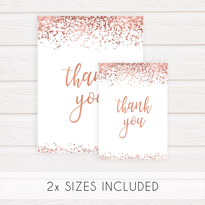 Thank You Table Sign - Rose Gold Foil