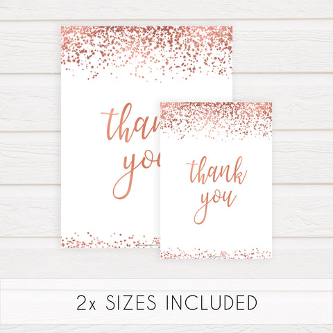 Thank You Table Sign - Rose Gold Foil