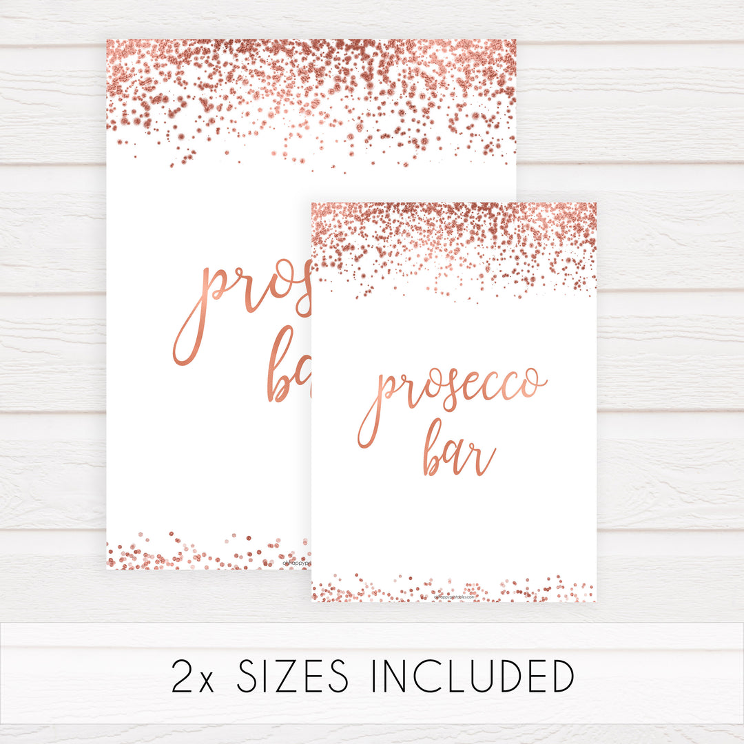 Prosecco Bar Sign - Rose Gold Foil