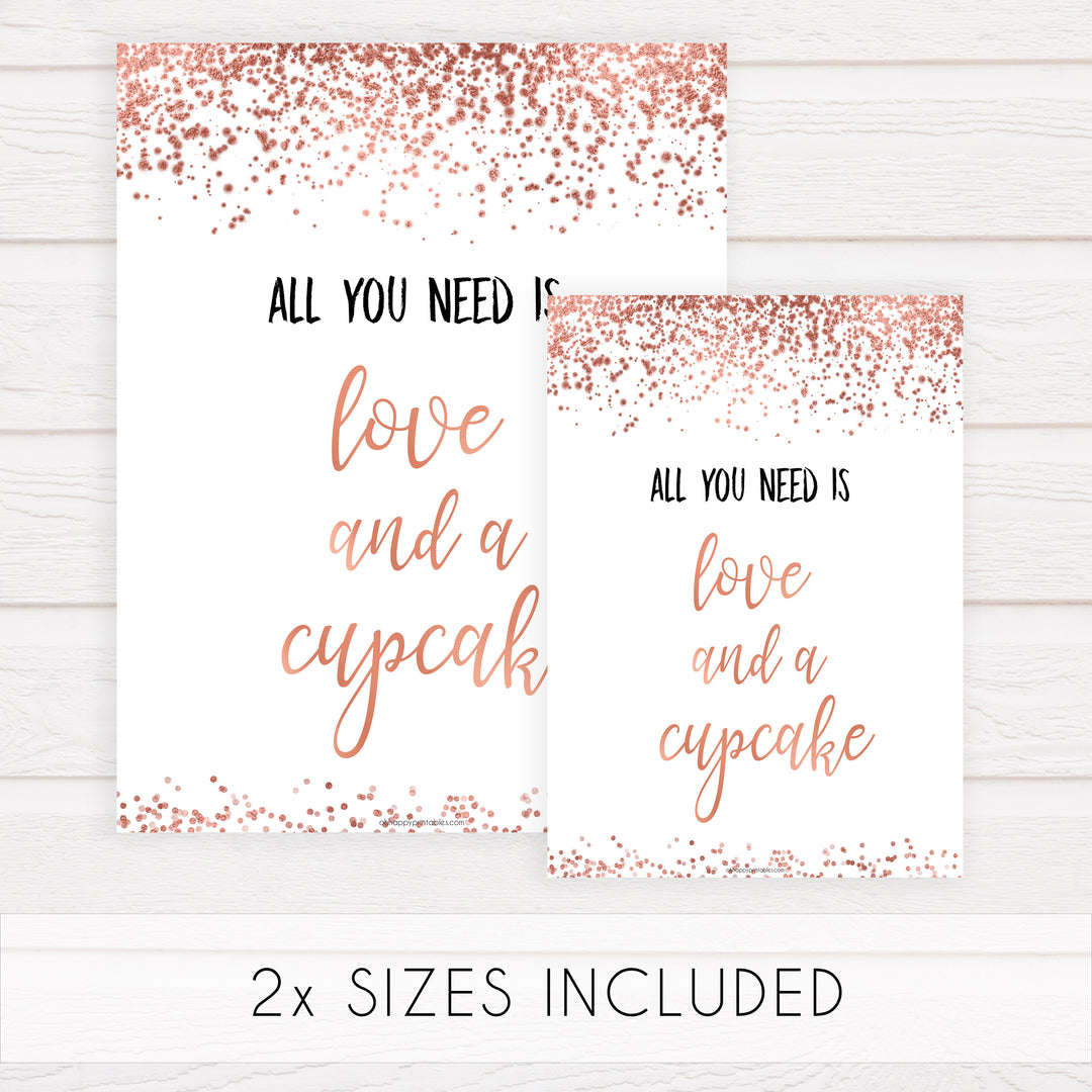 Love & A Cupcake Sign - Rose Gold Foil