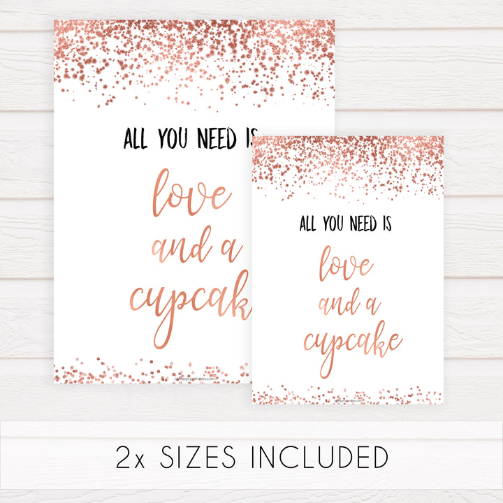 Love & A Cupcake Sign - Rose Gold Foil