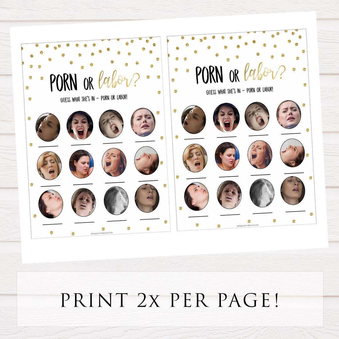 porn labor baby shower games, labor or porn game, printable baby shower games, baby games, porn baby games