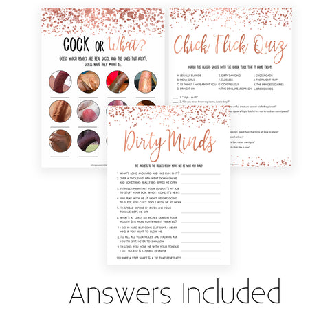 4 Bachelorette Party Games Bundle - Rose Gold Foil