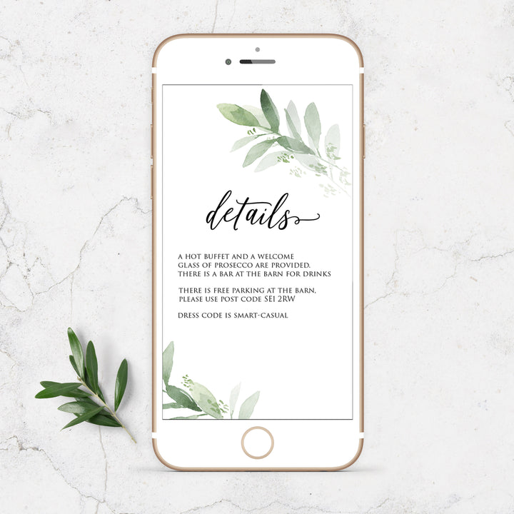 greenery bridal shower invite, mobile invites, editable bridal shower invite, corjl bridal invite, bachelorette party invite