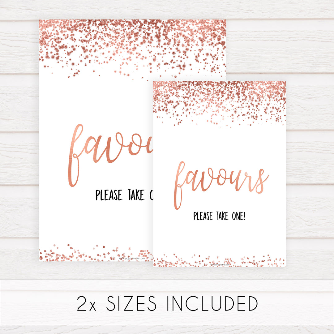 Favors Sign - Rose Gold Foil