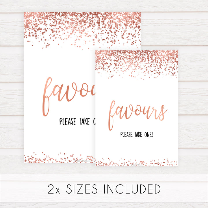 Favors Sign - Rose Gold Foil