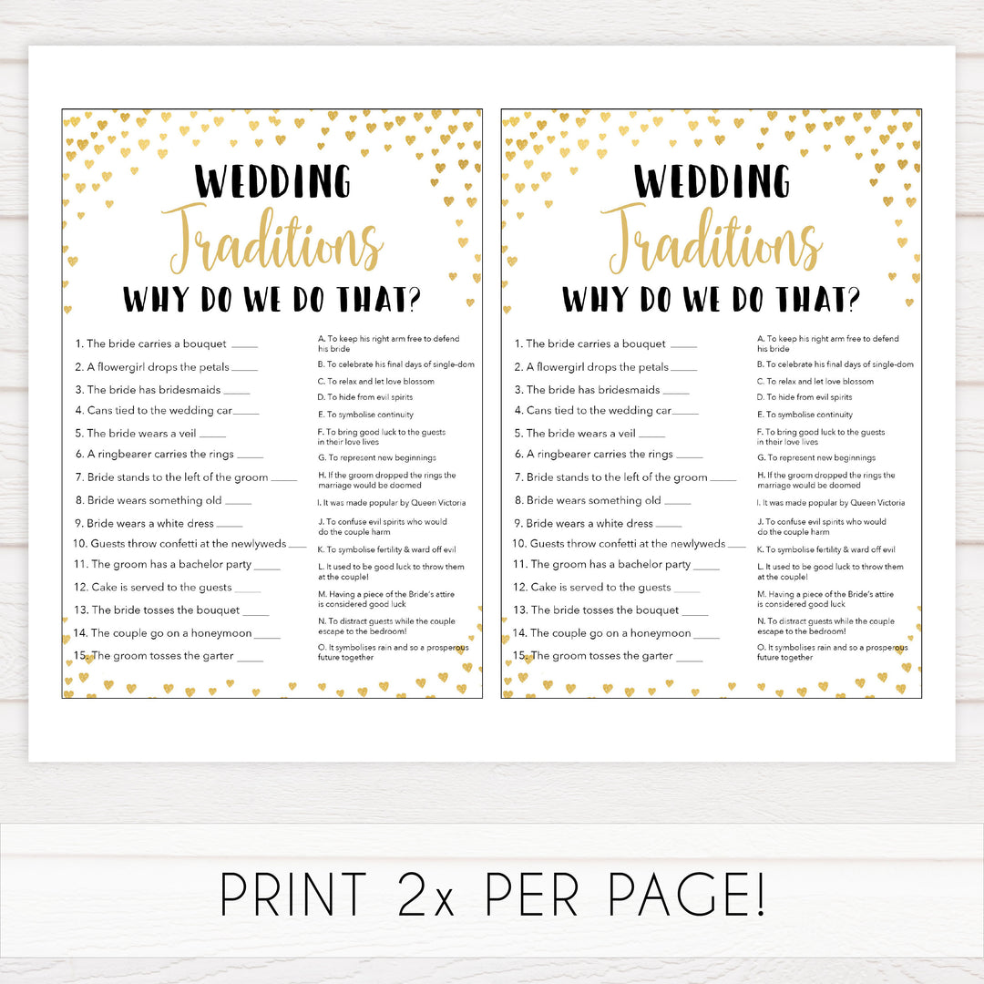 Gold hearts bridal shower games, wedding traditions game, printable bridal games, gold bridal games, gold hearts bridal games, fun bridal games, top bridal games, best bridal games