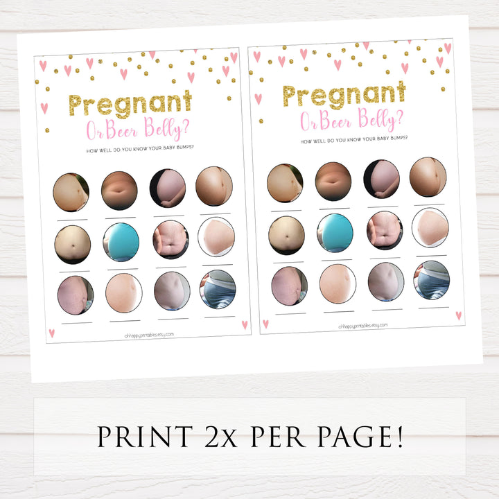 Small pink hearts baby game, pregnant or beer belly game, fun baby games, top baby games, printable baby games, girl baby games, pink baby shower, 10 best baby games