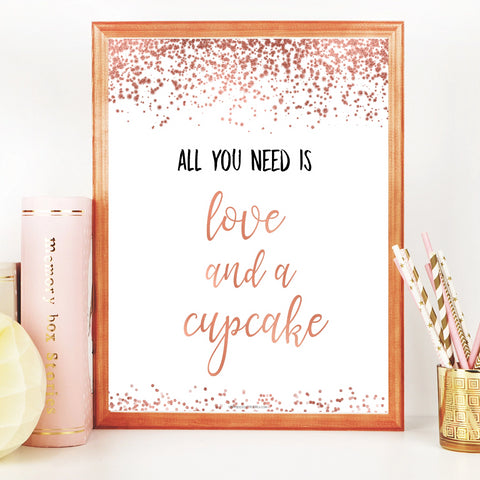 Love & A Cupcake Sign - Rose Gold Foil