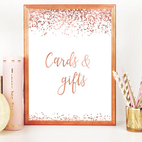 Cards & Gifts Sign - Rose Gold Foil