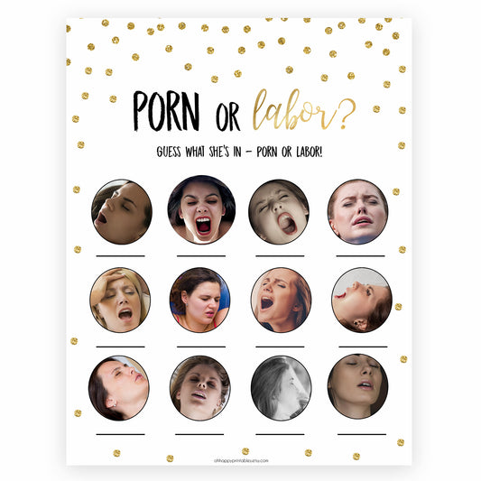 porn labor baby shower games, labor or porn game, printable baby shower games, baby games, porn baby games