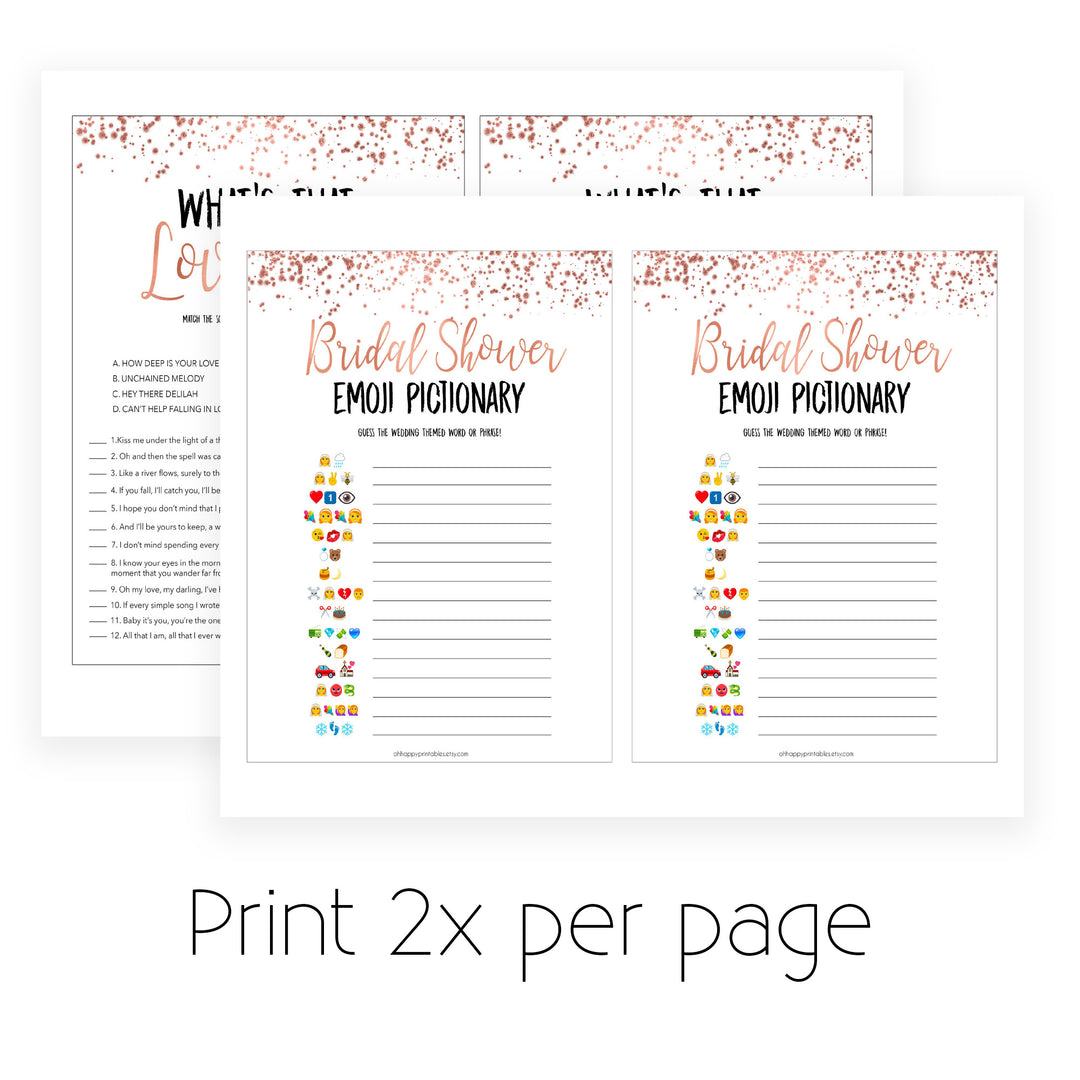 4 Bridal Shower Games Bundle - Rose Gold Foil