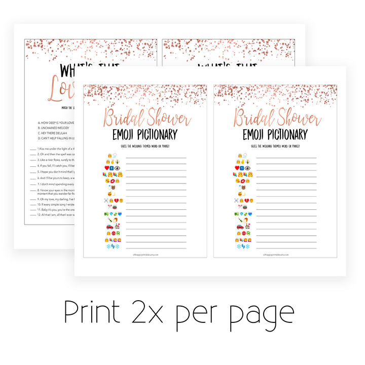 4 Bridal Shower Games Bundle - Rose Gold Foil