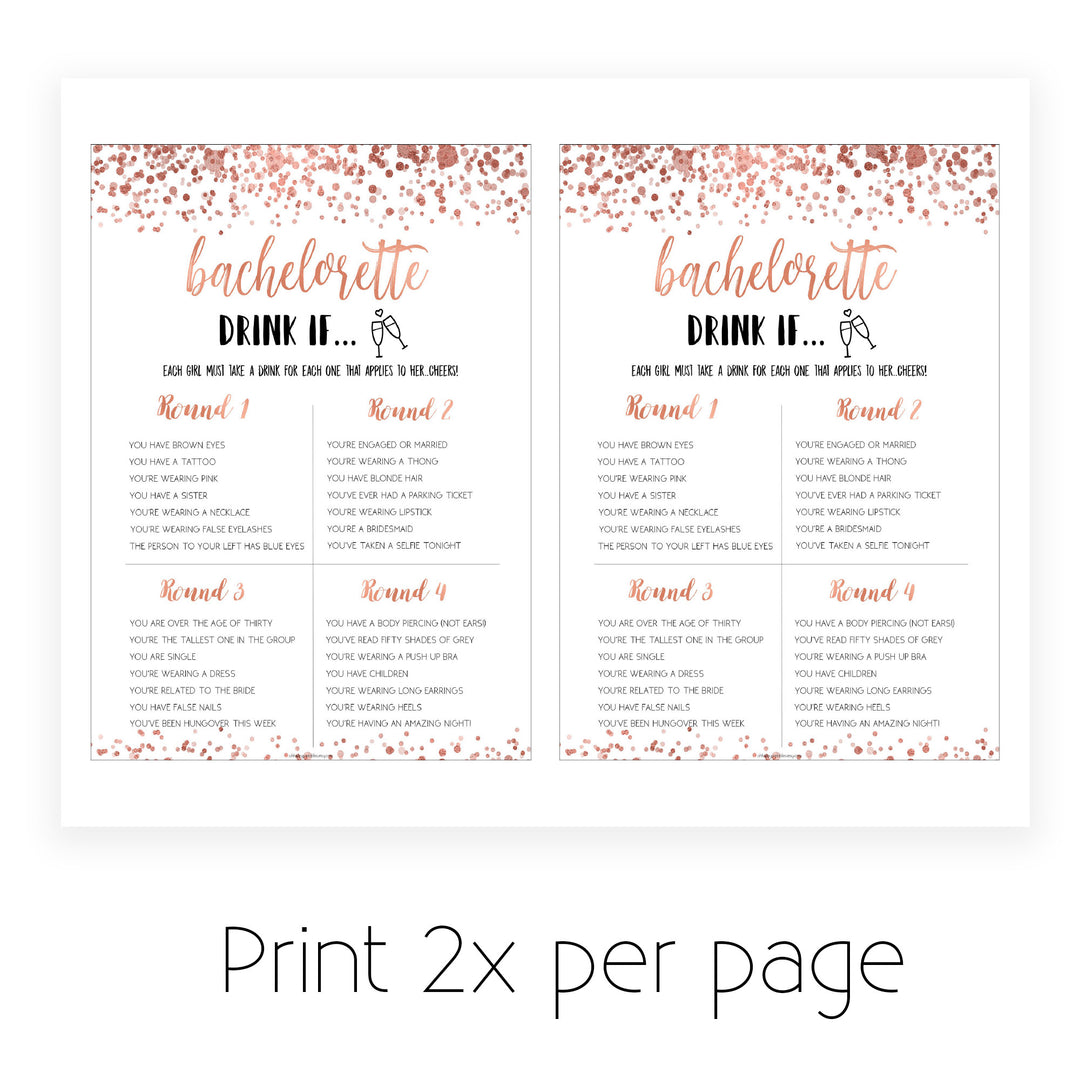 4 Bachelorette Party Games Bundle - Rose Gold Foil