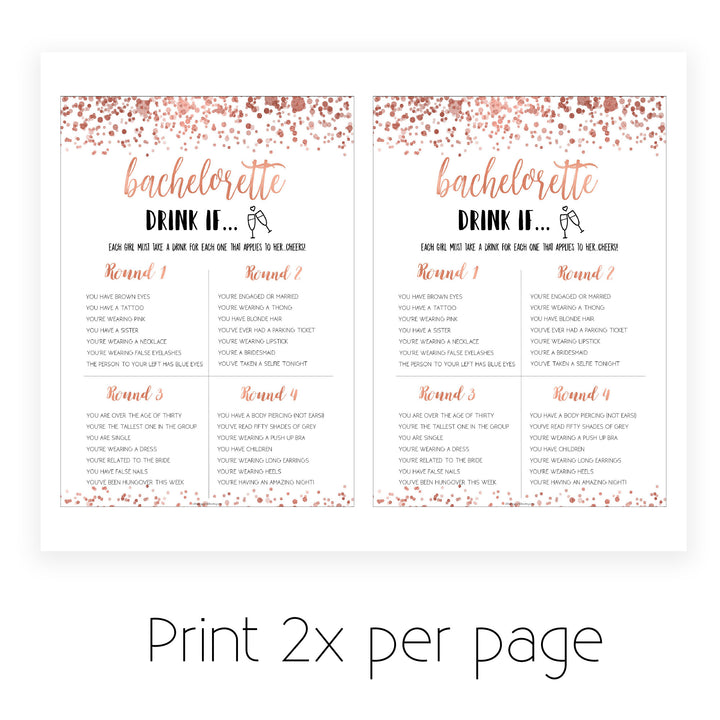 4 Bachelorette Party Games Bundle - Rose Gold Foil