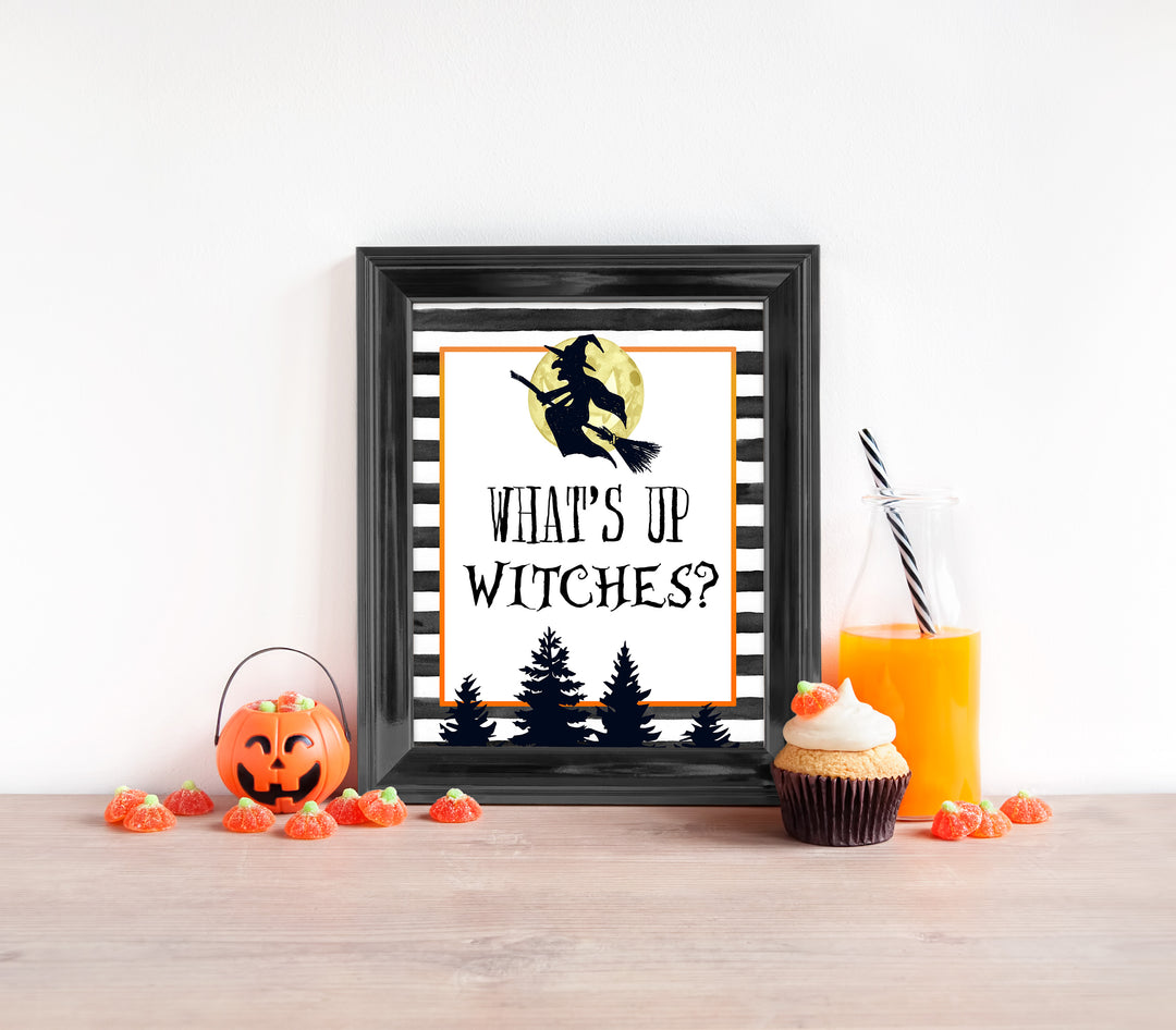 whats up witches sign, halloween table signs, printable halloween table signs, spooky halloween decor, halloween decor