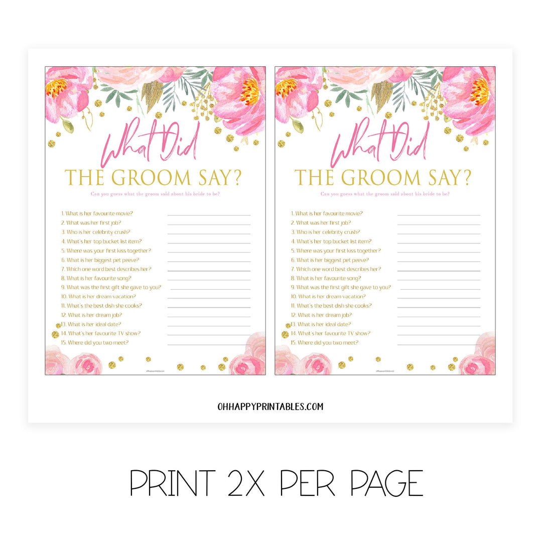 8 Bridal Shower Games Bundle - Blush & Gold