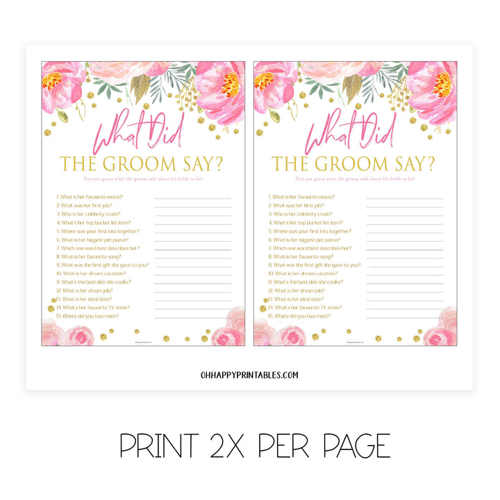 8 Bridal Shower Games Bundle - Blush & Gold