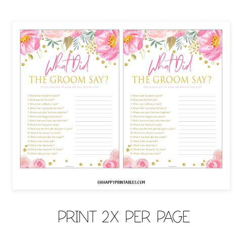 8 Bridal Shower Games Bundle - Blush & Gold