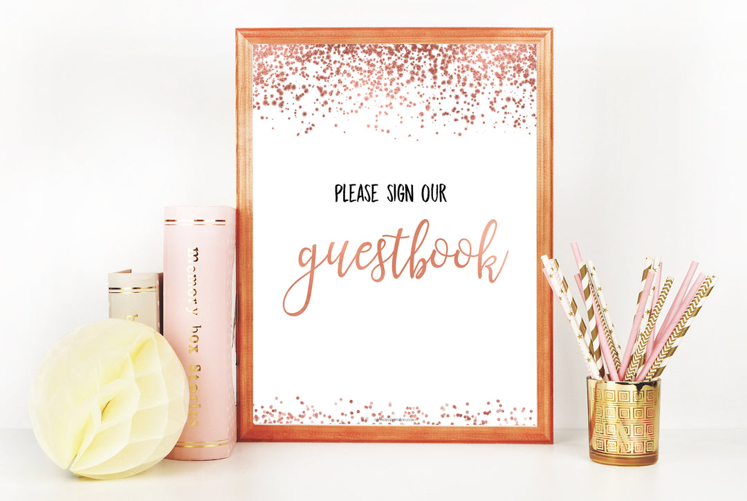 Sign our Guestbook Sign - Rose Gold Foil