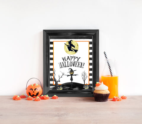 happy halloween sign, halloween table signs, printable halloween table signs, spooky halloween decor, halloween decor