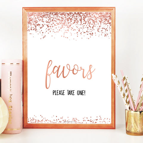 Favors Sign - Rose Gold Foil