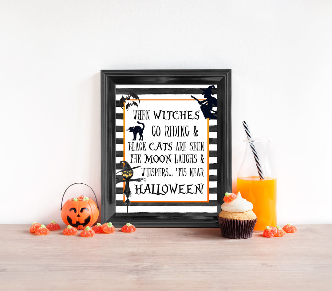 witches go riding, halloween table signs, printable halloween table signs, spooky halloween decor, halloween decor